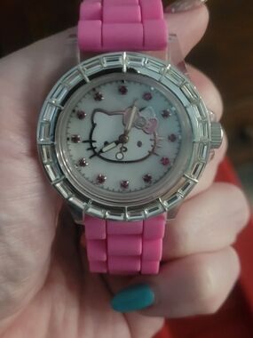 Sanrio Pink Silicone Hello Kitty Watch with Crystal Accents